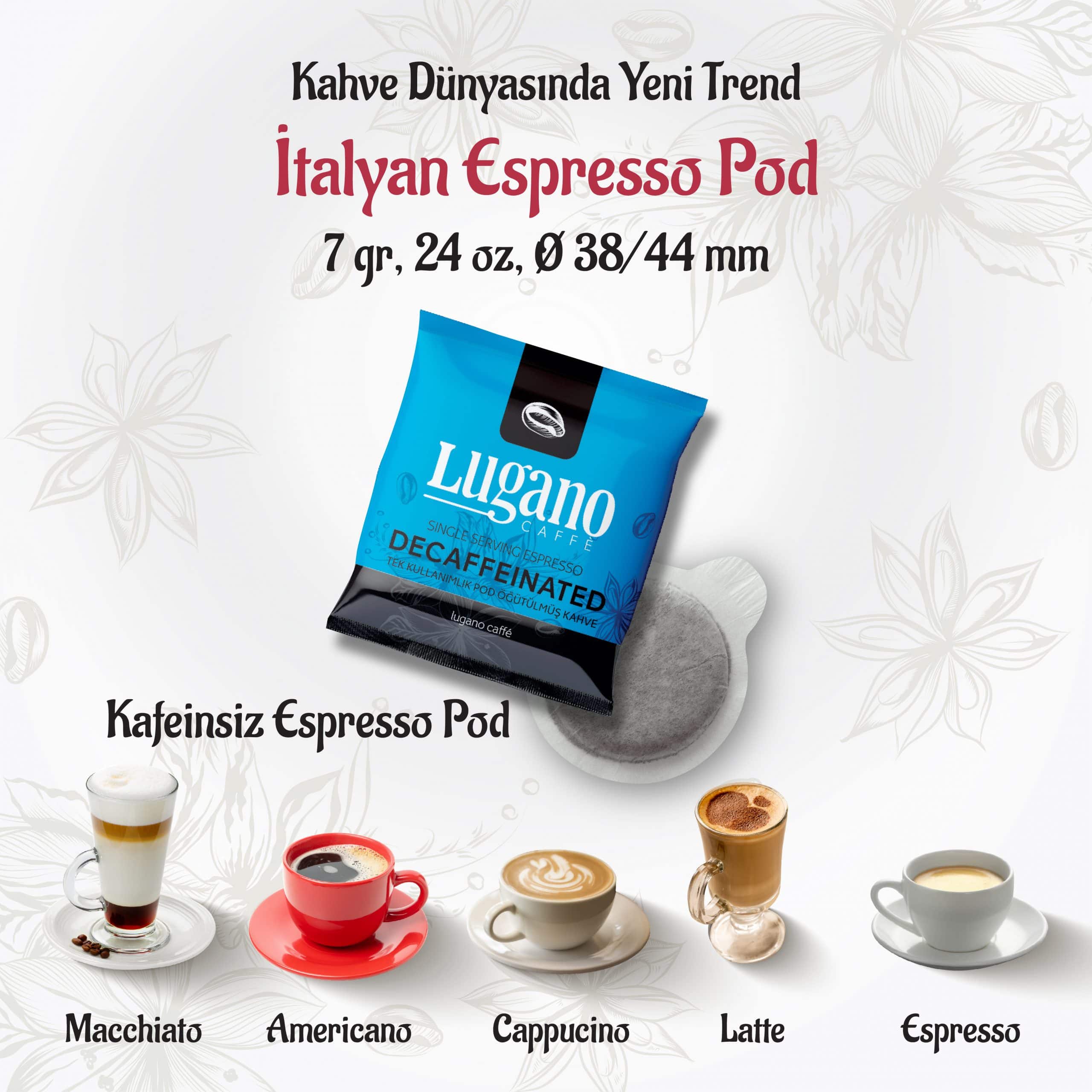 Lugano Caffé Kafeinsiz Espresso Pod