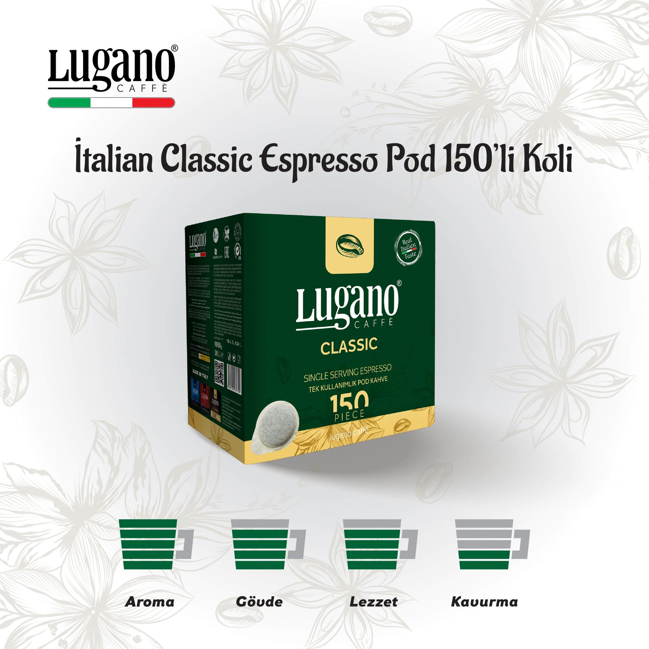 Lugano Classic Espresso Pod 150'li Koli Lugano Classic Espresso Pod 150'li Koli