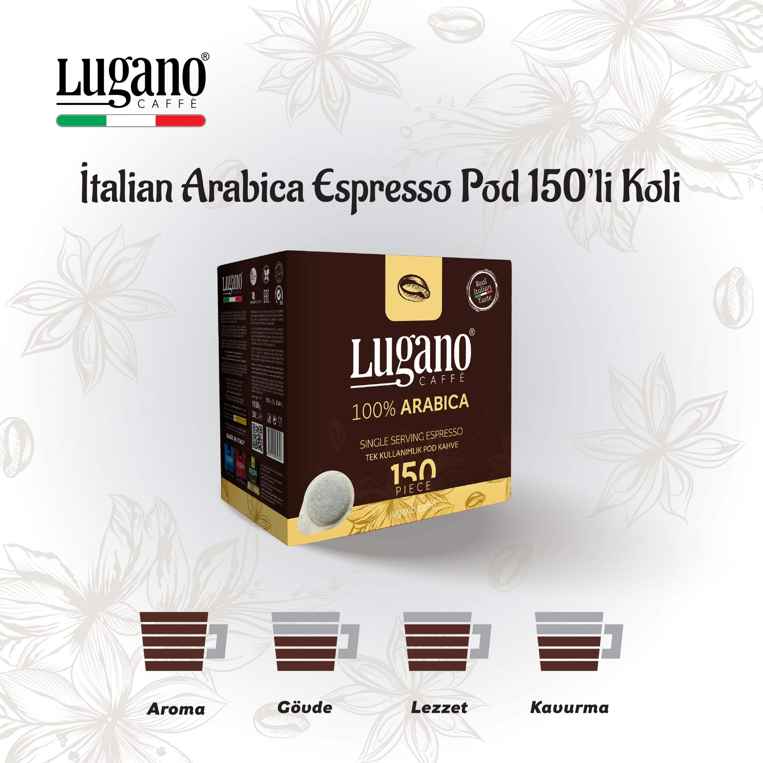 Lugano Arabica Espresso Pod 150'li Koli